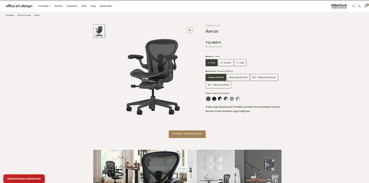 Aeron termékoldal az Office Art Design webshopban