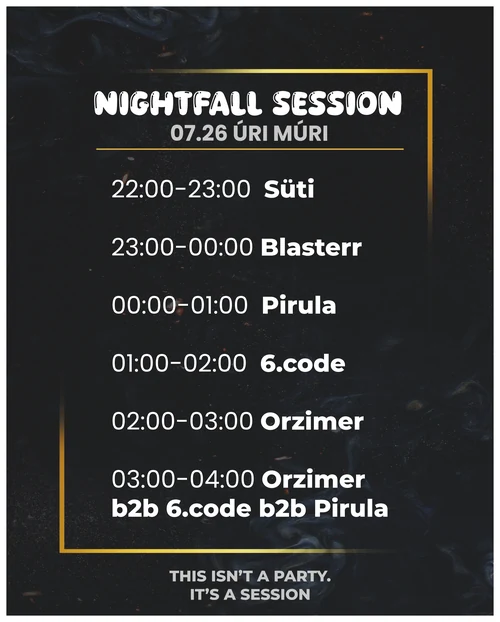 Nightfall Session eseményprogram grafika online és social kommunikációhoz