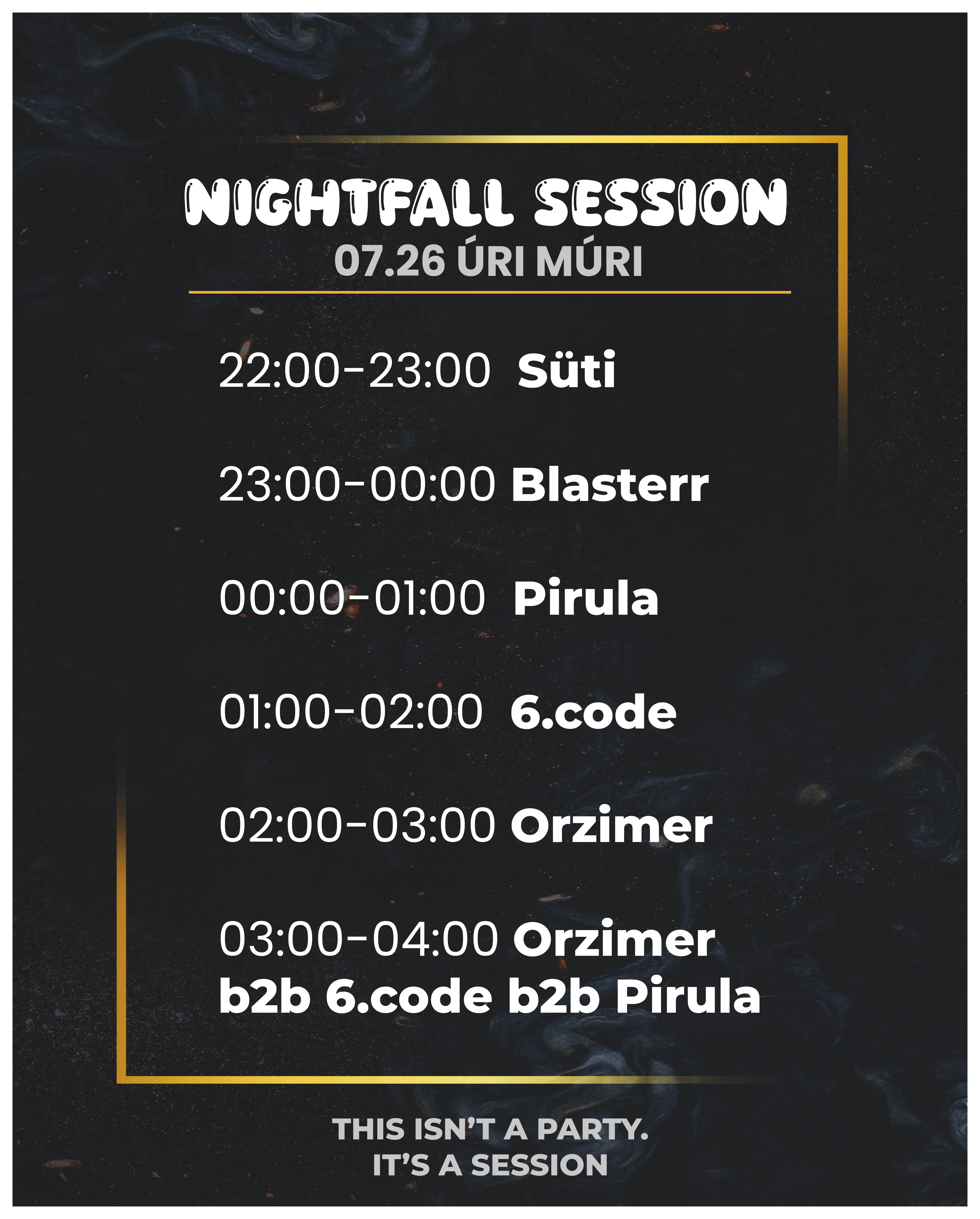 Nightfall Session eseményprogram grafika online és social kommunikációhoz