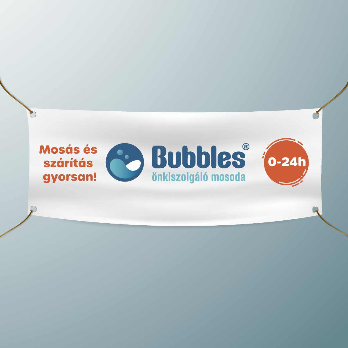 Bubbles banner grafikai terv – színes, buborékos arculati elem