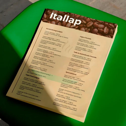 Mocha itallap dizájn – éttermi és vendéglátóipari nyomtatott anyag