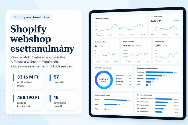 Shopify webshop esettanulmány vizuális kártya