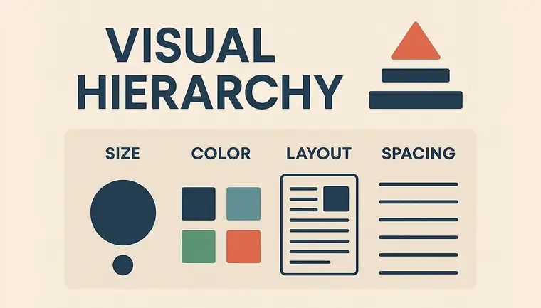 Vizuális hierarchia webdesignban méret, szín, elrendezés és térköz alapján