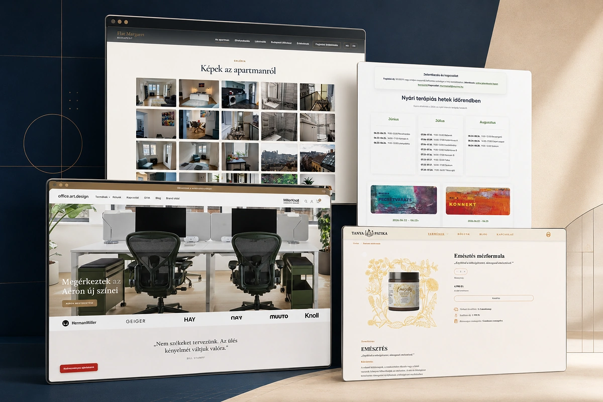Saját weboldalprojektek prémium portfóliómontázsa a weboldal készítés folyamatához